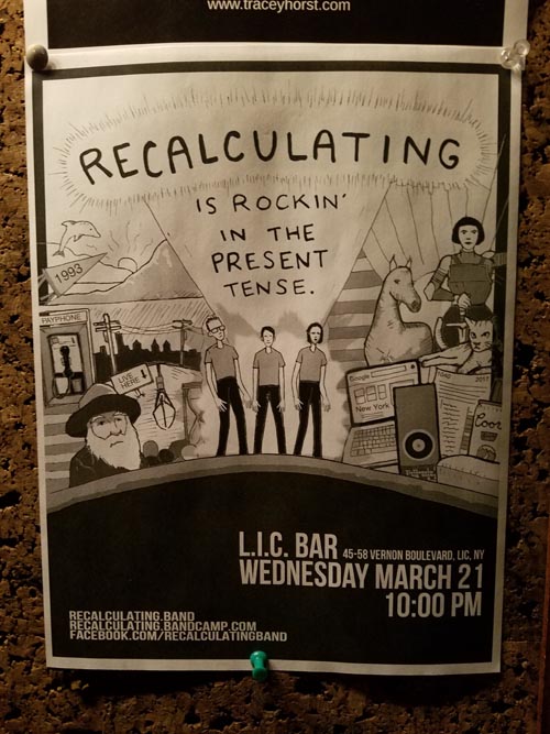 Recalculating Flier, LIC Bar, Long Island City, Queens, March 21, 2018