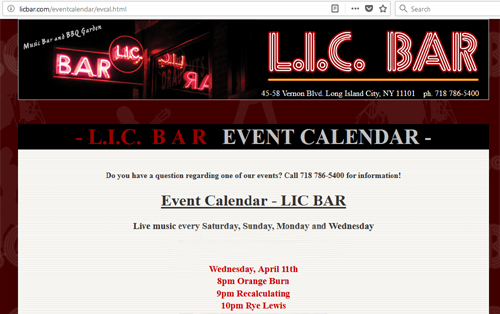 LIC Bar Calendar, April 11, 2018