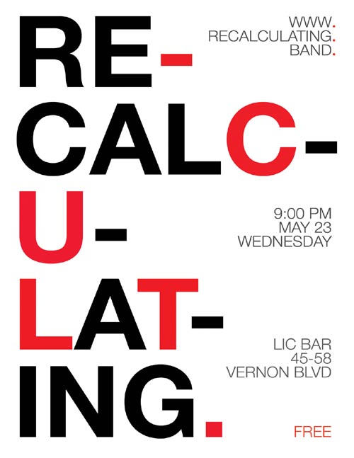 Recalculating Flier, May 23, 2018 LIC Bar Show