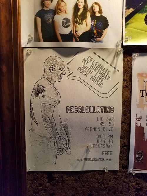Recalculating Flier, LIC Bar, Long Island City, Queens, July 18, 2018
