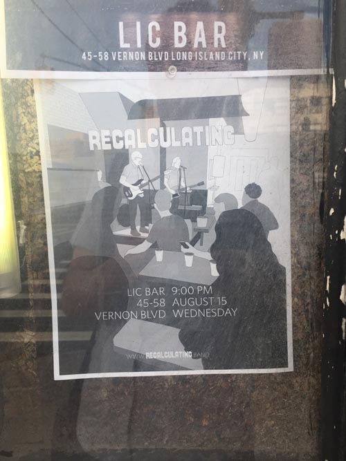 Recalculating Flier, LIC Bar, Long Island City, Queens, August 9, 2018