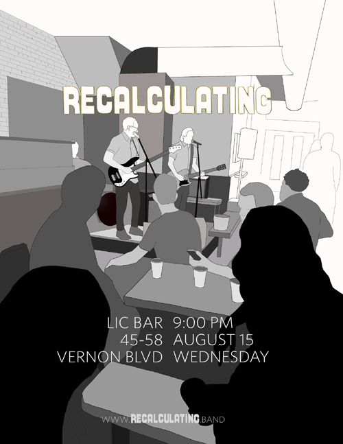 Recalculating Flier, August 15, 2018 LIC Bar Show